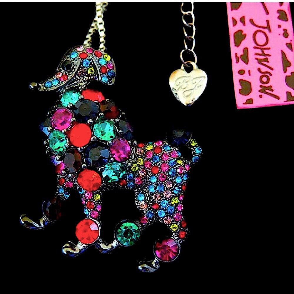 Betsey Johnson Rhinestone Dog Necklace